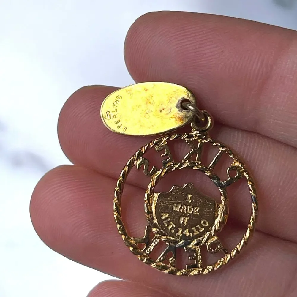 Vintage Pikes Peak Colorado Souvenir Charm Pendant 14,110 Ft Sterling Tag